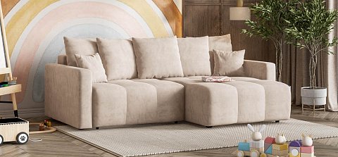 Угловой диван Босс Тренд велюр Монолит латте 2