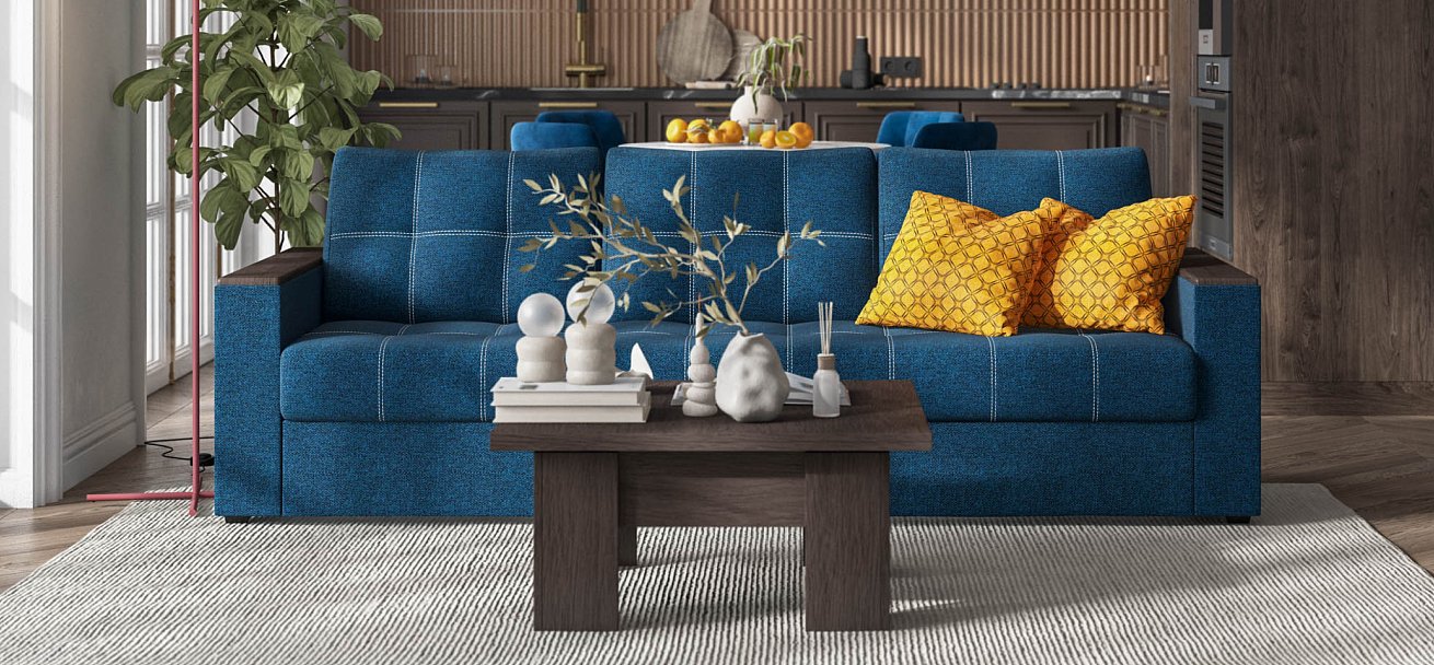 Диван Атланта НПБ 120 Рогожка Мальмо синий