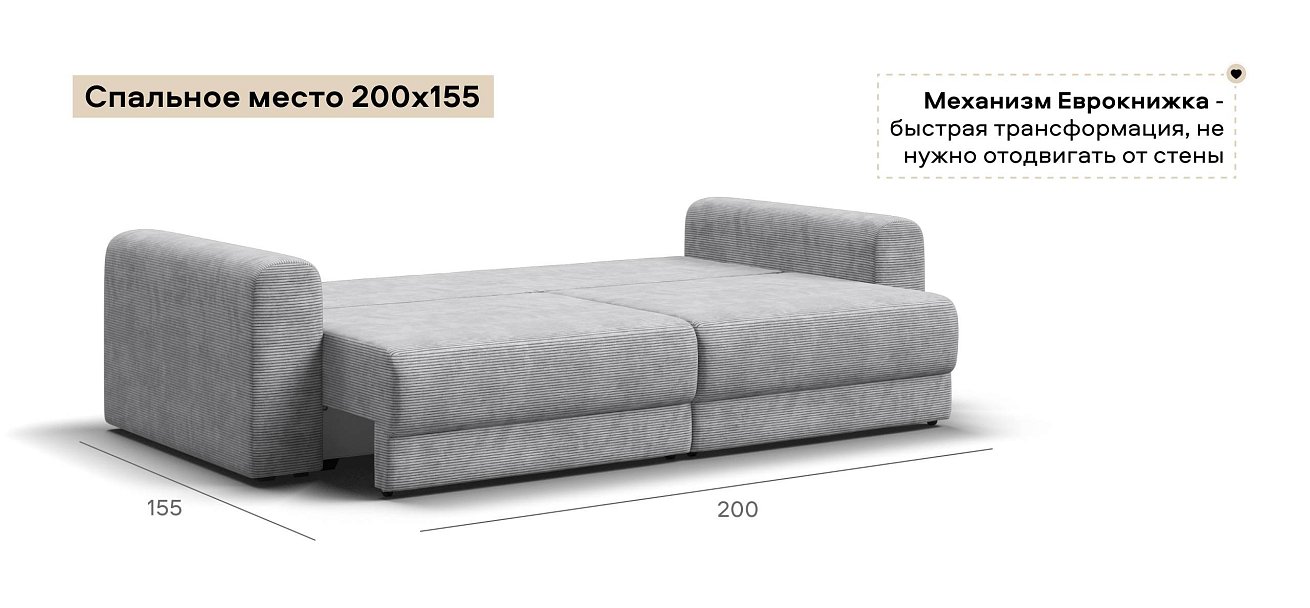 Модульный диван Ричмонд Модуль Вельвет Корд серый