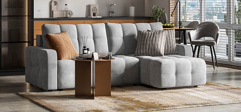 Угловой диван Денди велюр Монолит сталь 2