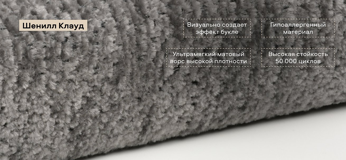 Угловой диван Босс Прайм Макс Шенилл Клауд графит