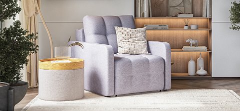 Кресло-кровать Денди Слим Рогожка Мальмо платина 2