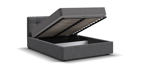 Белла Кровать + ПМ 140*200 Рогожка Мальмо серый 2