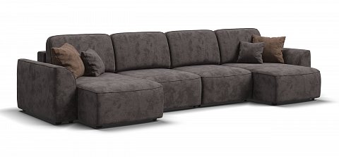 П-образный диван Кинг Модуль велюр Алькантара серый 1