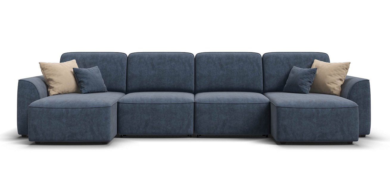 П-образный диван Кинг Модуль велюр Роял синий