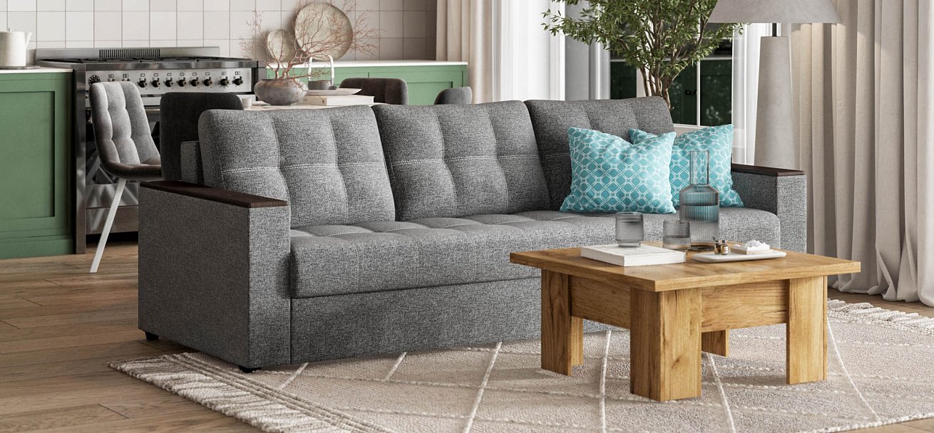 Диван Атланта НПБ 120 Рогожка Мальмо серый