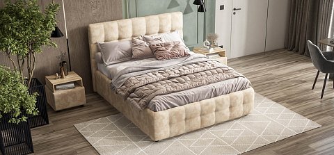 Босс Кровать+ПМ 160*200 велюр Алькантара пепел 2