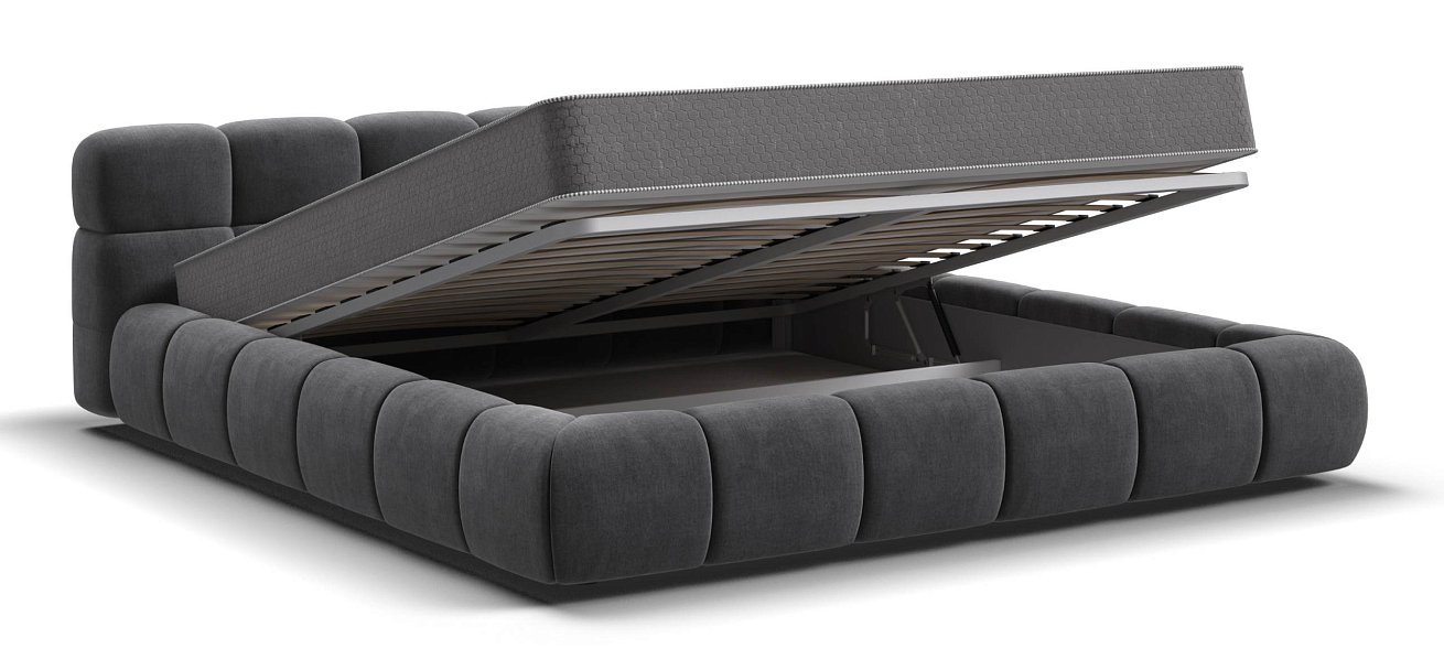 Босс Дрим Кровать+ПМ 180*200 велюр Монолит серый