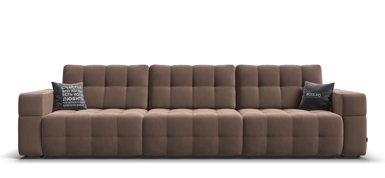 Диван Босс ХО Макс велюр Монолит мокко / Дымчатый Крафт