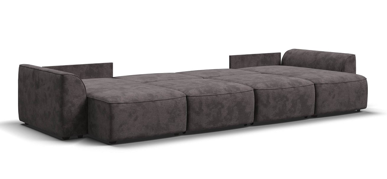 П-образный диван Кинг Модуль велюр Алькантара серый