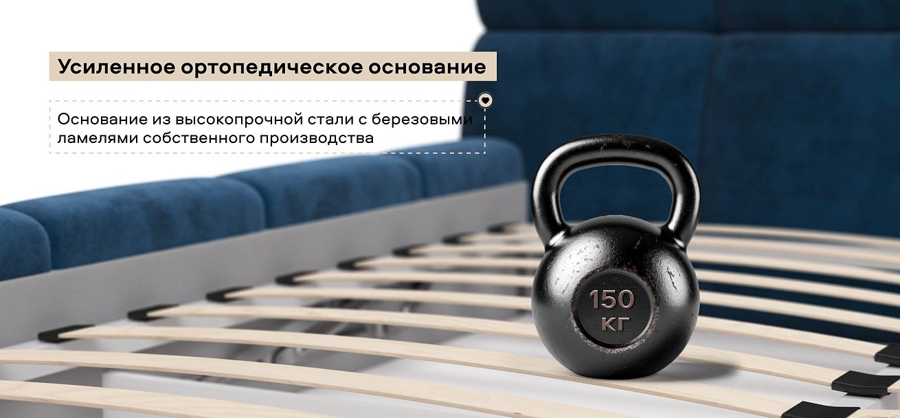 Босс Дрим Кровать+ПМ 180*200 велюр Монолит синий