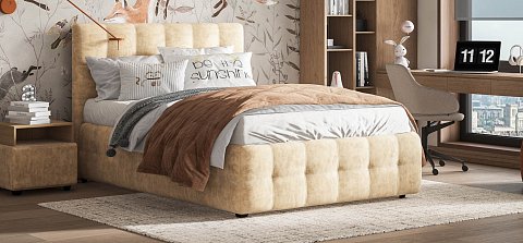 Босс Кровать+ПМ 140*200 велюр Роял шампань 2