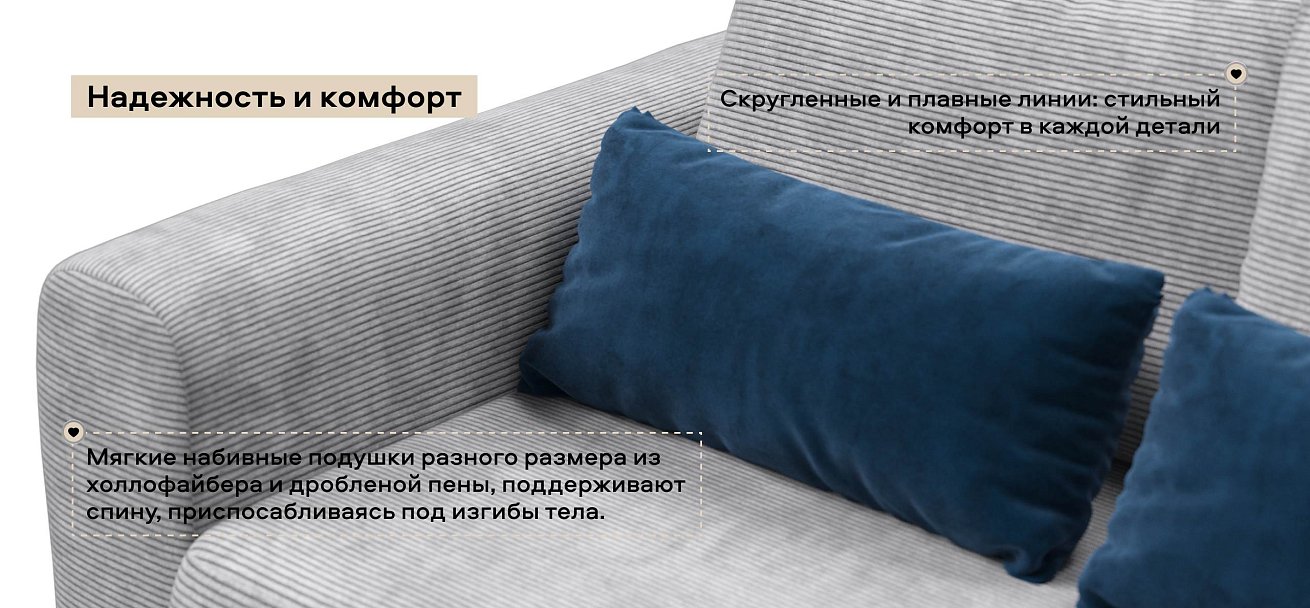 Модульный диван Ричмонд Модуль Вельвет Корд серый