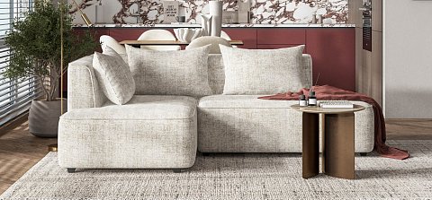 Угловой диван левый Кинг Твин Шенилл Смарт кварц 2