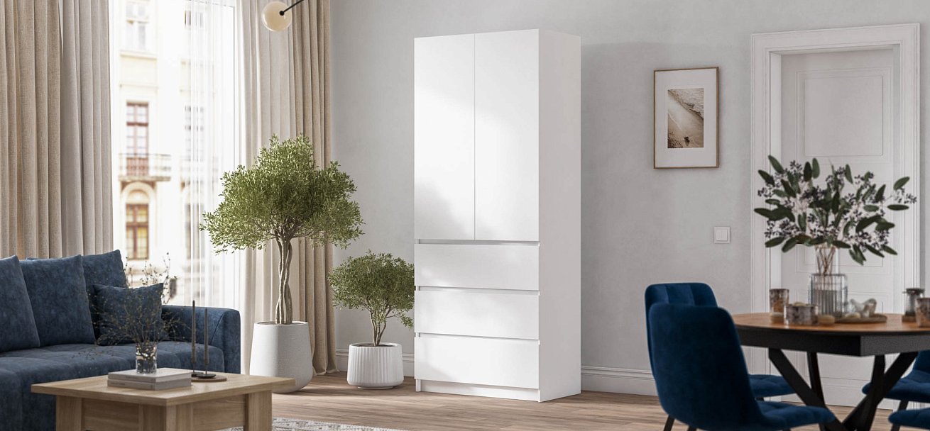 Идея 90 шкаф распашной 2Д+ящики Белый