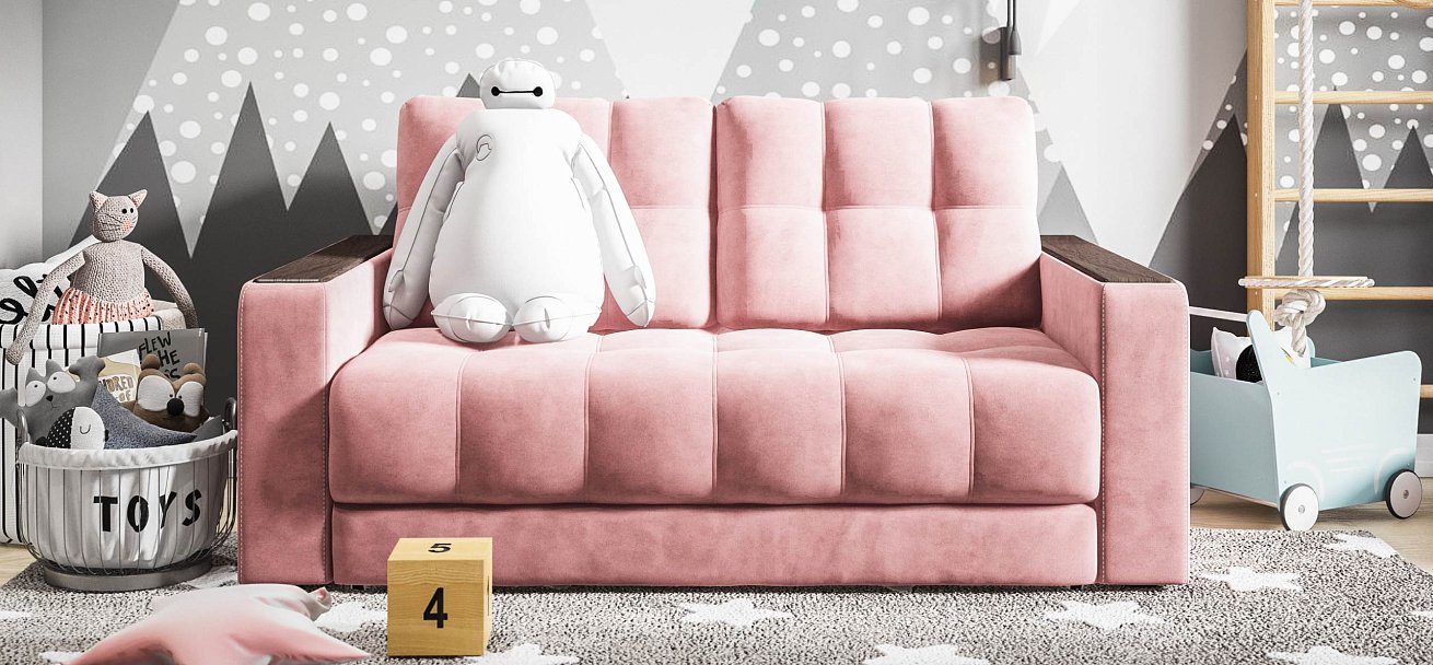 Диван Босс двухместный велюр Монолит розовый