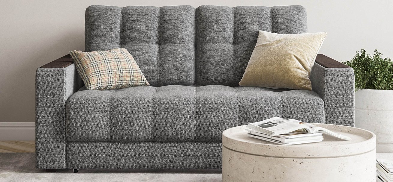 Диван Босс двухместный Рогожка Мальмо серый