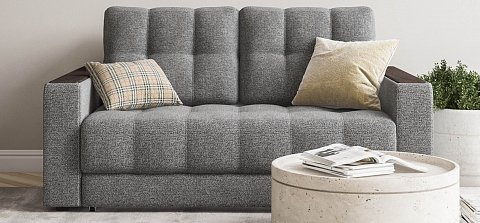 Диван Босс двухместный Рогожка Мальмо серый 2