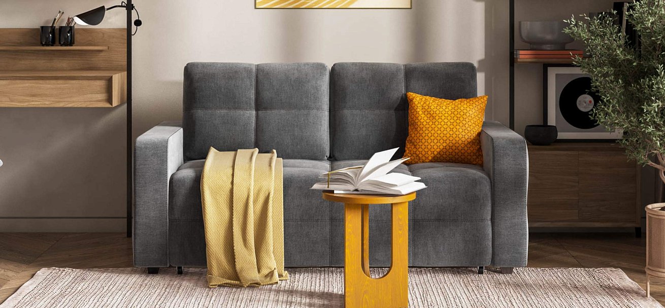 Диван Денди двухместный велюр Монолит серый