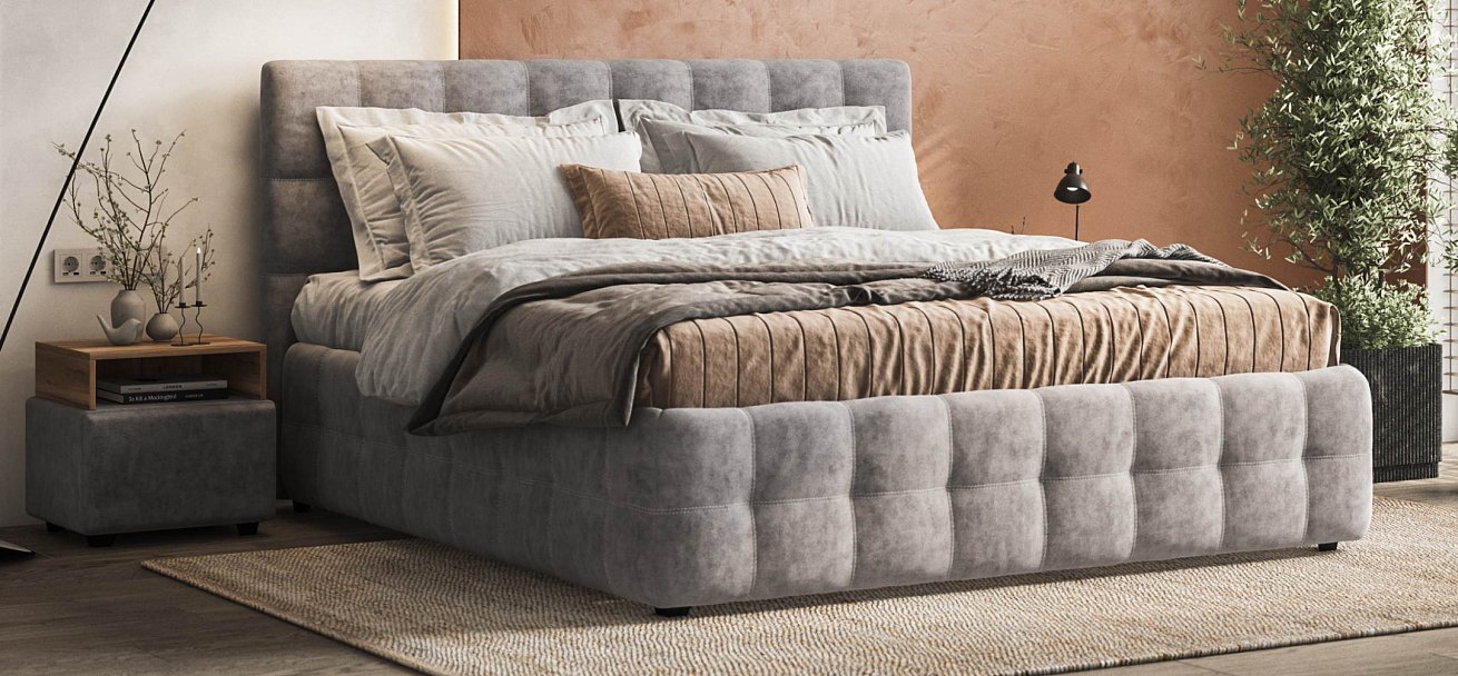 Босс Кровать+ПМ 180*200 велюр Роял агат