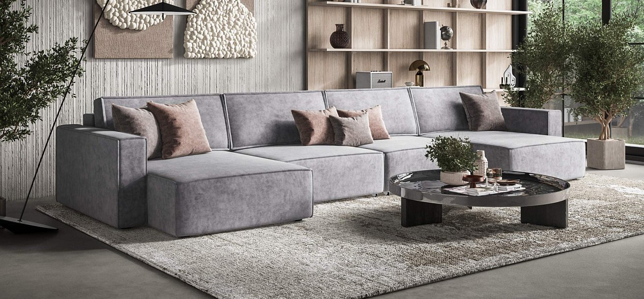 П-образный диван Босс Софт Модуль велюр Роял агат