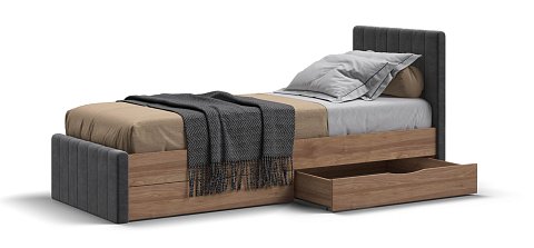 Лофт Мини Кровать 90*200 велюр Монолит серый, Орех селект 3