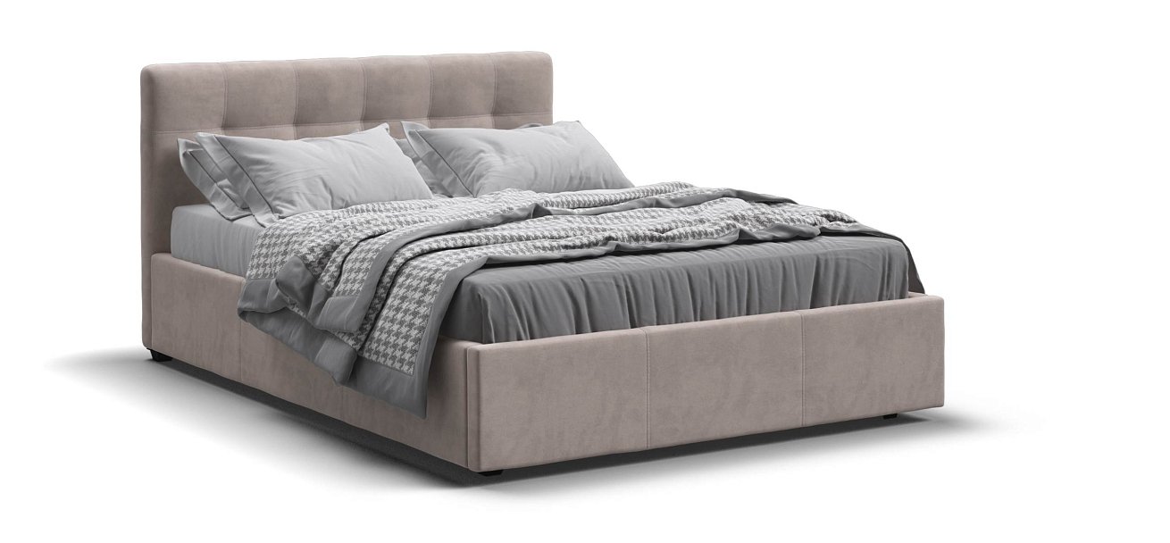 Белла Кровать + ПМ 140*200 велюр Монолит латте