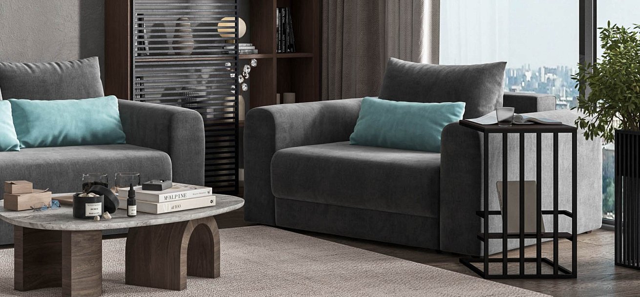 Ричмонд Модуль спальное место велюр Монолит серый