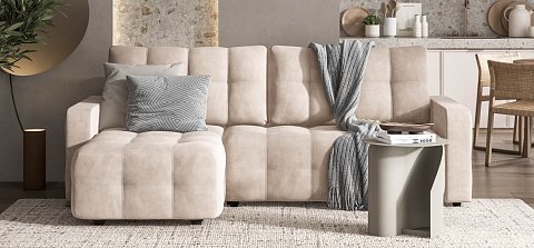 Угловой диван Денди велюр Монолит латте 2