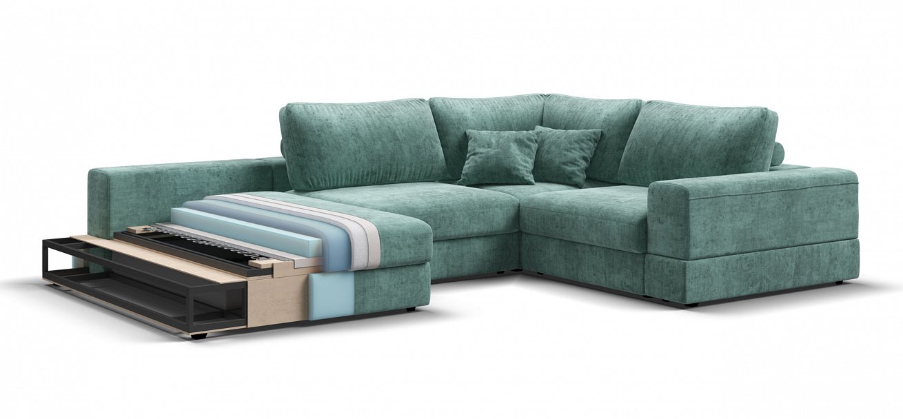 П-образный диван-кровать Босс Модуль Шенилл Глосс минт