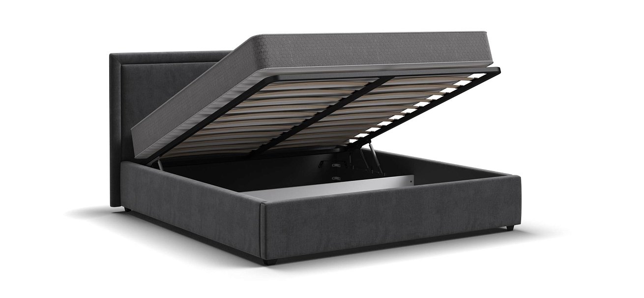 Фрея Кровать+ПМ 160*200 велюр Монолит серый