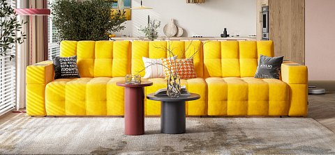 Диван Босс ХО Макс велюр Монолит желтый / Камень 2