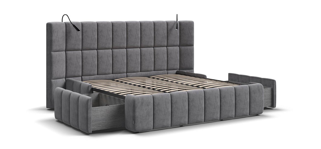 Босс ХО Кровать 180*200 велюр Роял агат