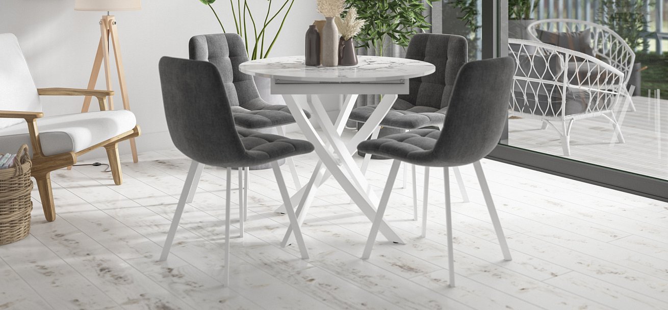 Стул НОРД велюр Велутто Серый, Белый