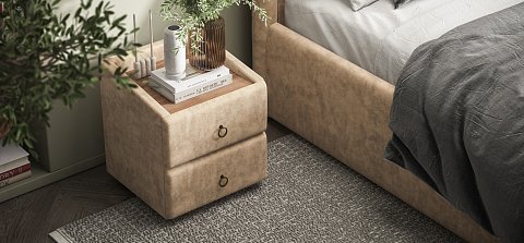 Тумба Босс Классик велюр Роял шампань, Орех Селект 2