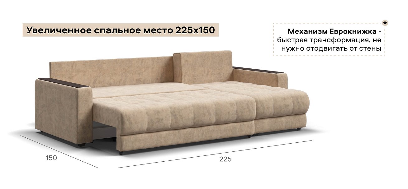 Угловой диван Босс Классик велюр Роял шампань