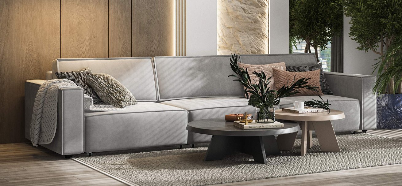 Диван Босс Софт Модуль Макс велюр Монолит сталь