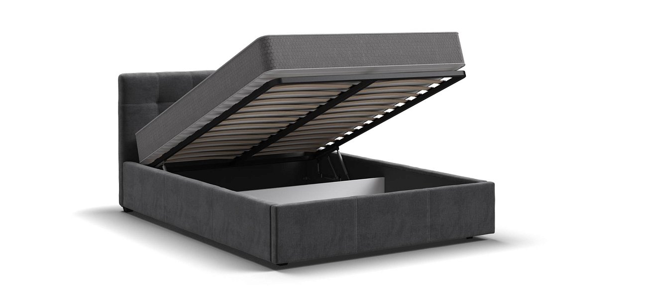 Белла Кровать + ПМ 140*200 велюр Монолит серый