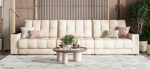 Диван Босс Гранд велюр Алькантара пепел 2