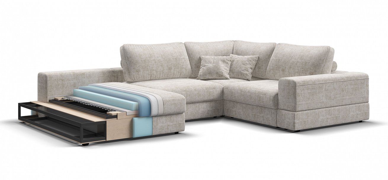 П-образный диван-кровать Босс Модуль Шенилл Смарт кварц