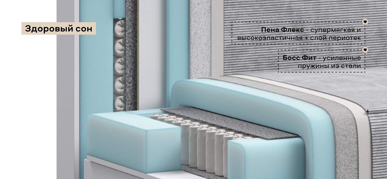 П-образный диван Босс Софт Модуль Вельвет Корд серый