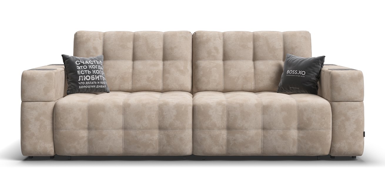 Диван Босс ХО велюр Алькантара пепел / Камень