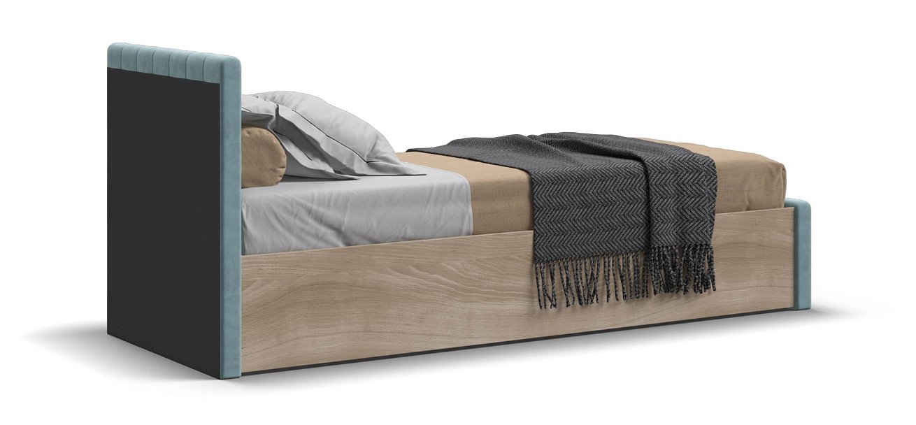 Лофт Мини Кровать 90*200 велюр Монолит аква, Сонома