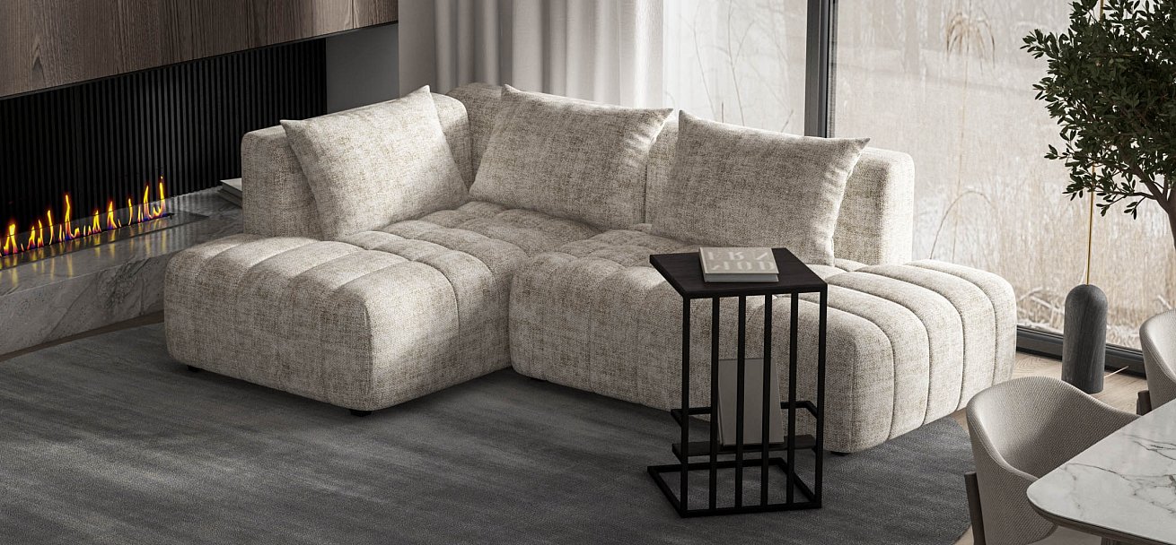 Угловой диван левый Босс Твин Шенилл Смарт кварц