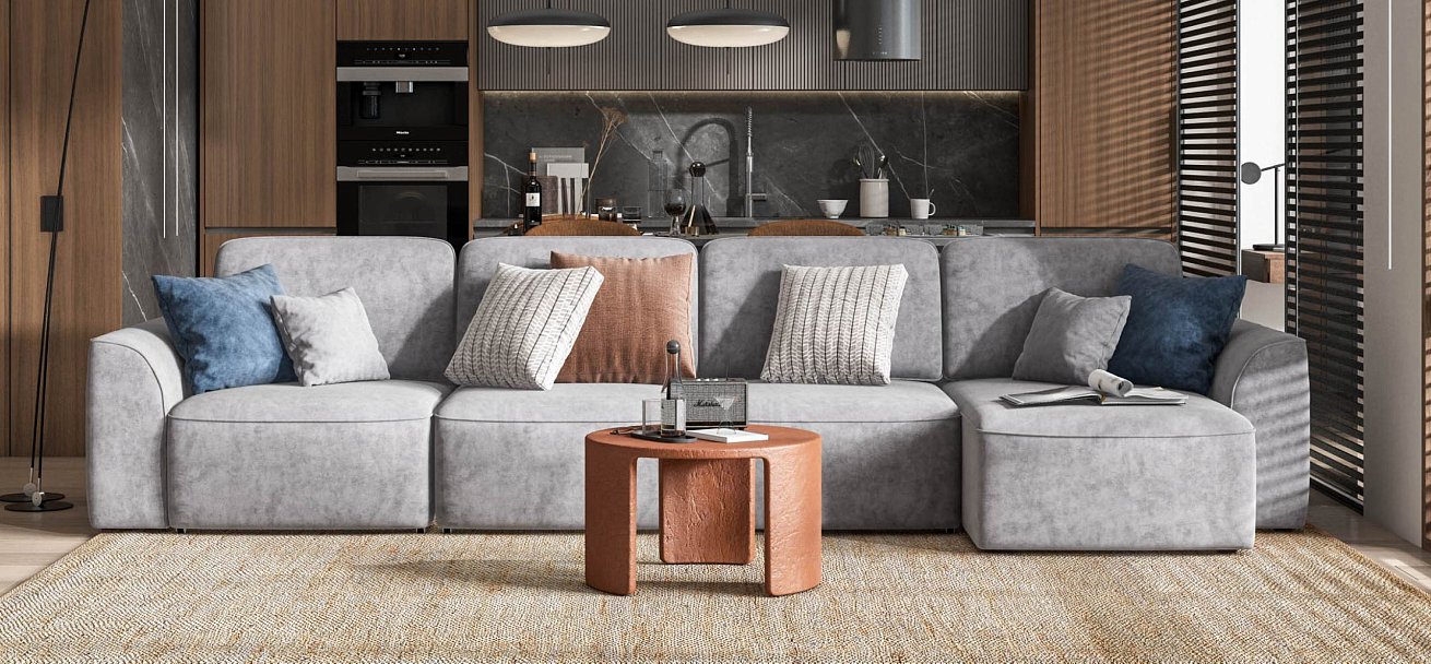 Угловой диван Кинг Модуль Макс велюр Роял агат