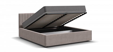 Ронда Кровать+ПМ 160*200 велюр Монолит латте 3