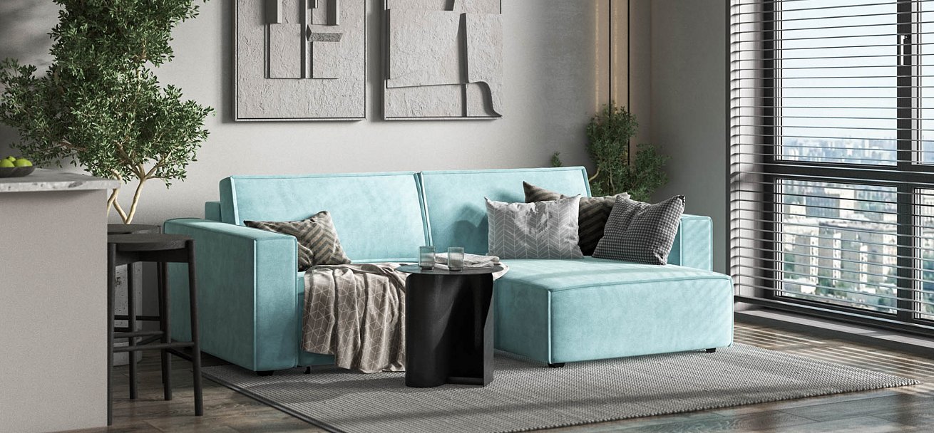 Угловой диван Босс Софт Модуль велюр Монолит аква