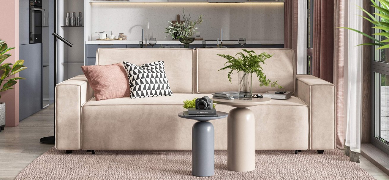 Диван Норд велюр Монолит латте