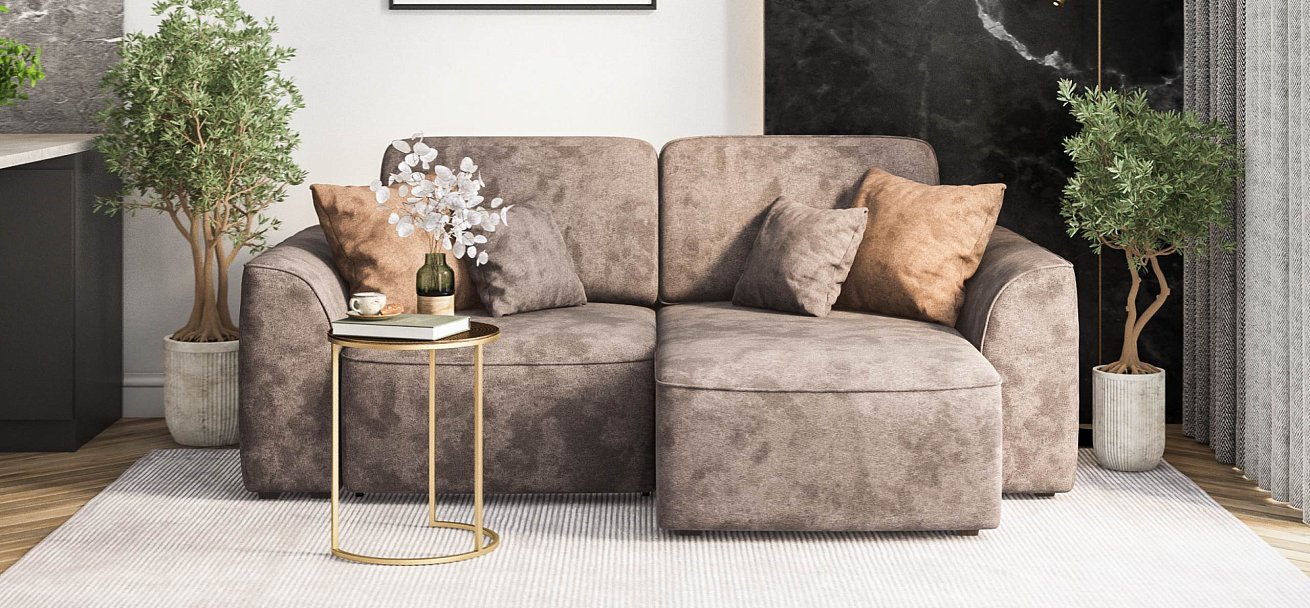 Кинг Модуль оттоманка велюр Алькантара серый