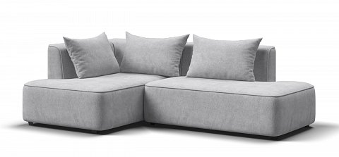 Угловой диван левый Кинг Твин Шенилл Клауд серый